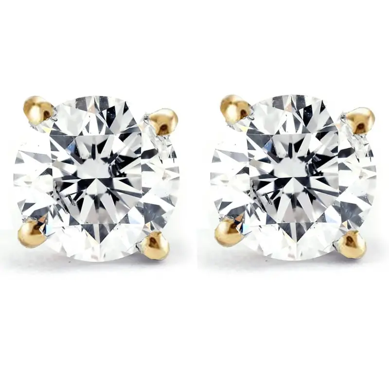 1/2Ct Tw Diamond Studs In 14K White Or Yellow Gold Lab Grown 1