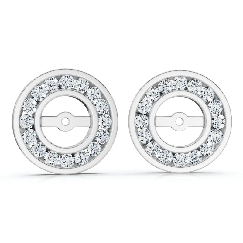 1/2Ct Tw Round Diamond Stud Jackets 14K Gold Lab Grown (5.5Mm) 1