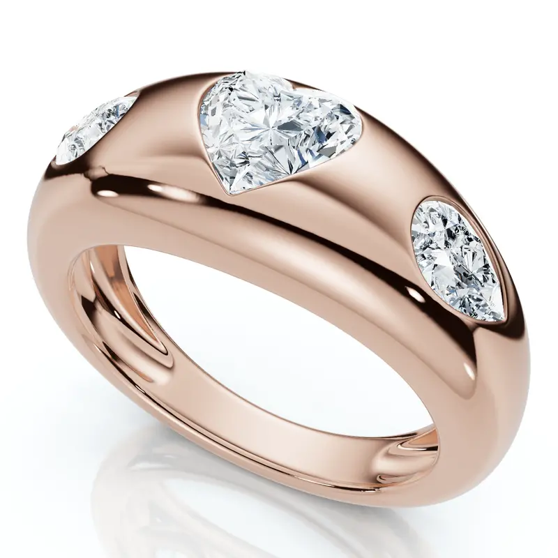 1 3/10Ct Sloan Heart Shape Flush Set Diamond Dome Band 14K Gold Lab Grown Ef/Vs 1