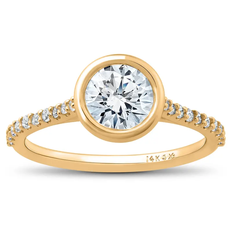 1 3/4 Ct Charlotte Diamond Engagement Ring 14K Yellow Gold Lab Grown Bezel Round 1