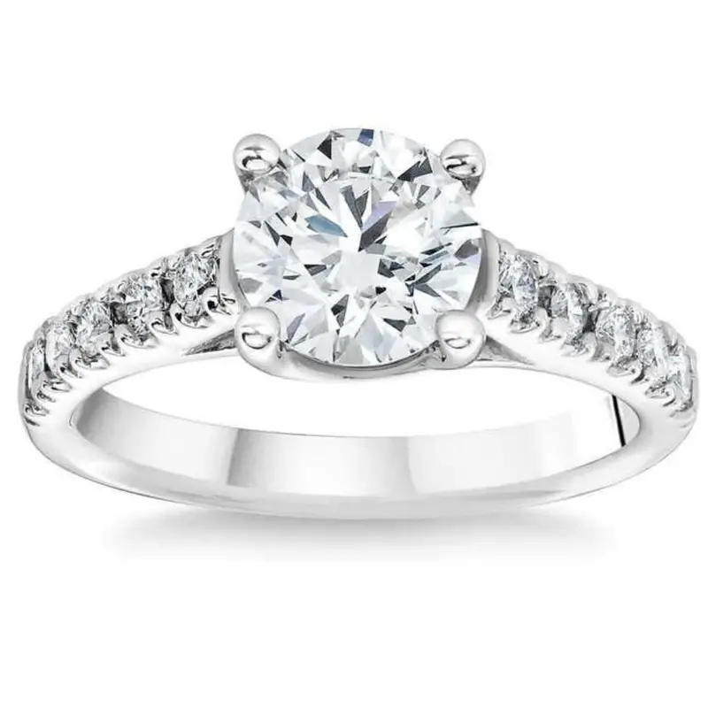 1 3/4 Ct Diamond Engagement Ring Lab Grown 14K White Gold 1