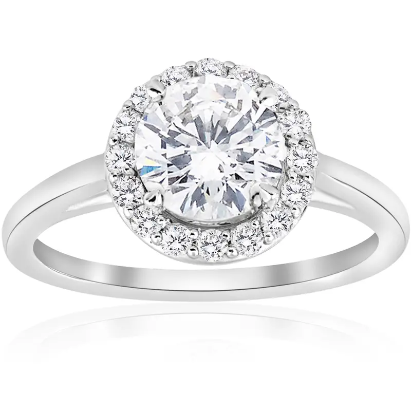 1 3/4 Ct Diamond Solitaire Round Halo Engagement Ring 14K White Gold Enhanced 1