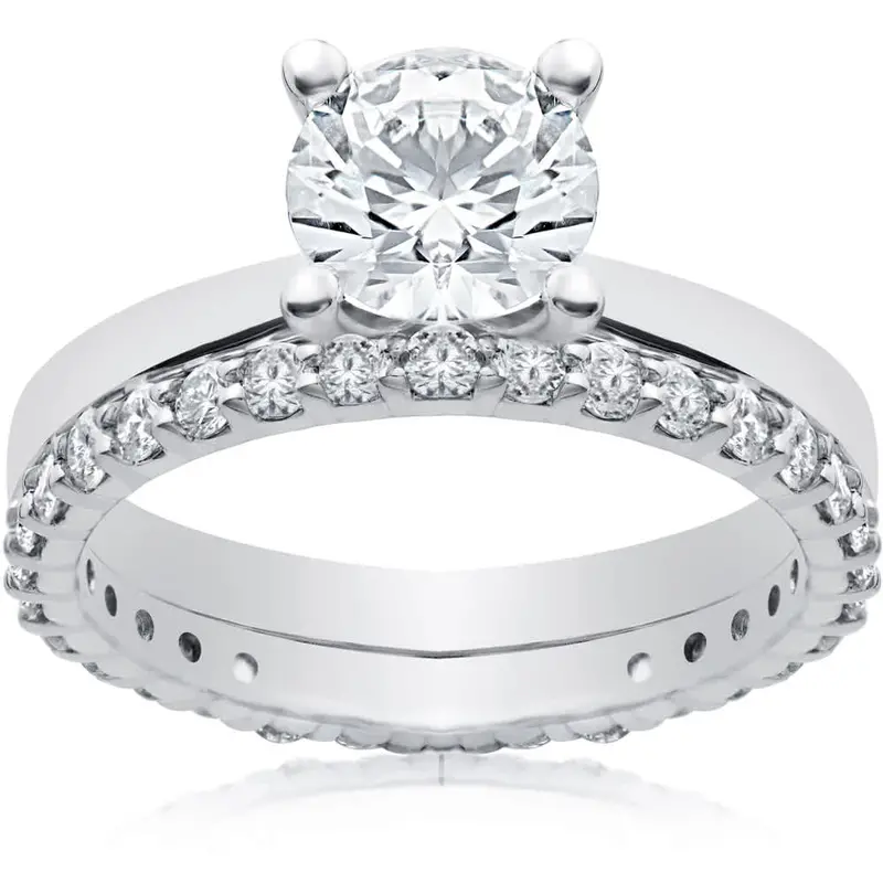 1 3/4 Ct Lab Created Eco Freindly Diamond Engagement Ring & Matching Eternity Size Selectable 1