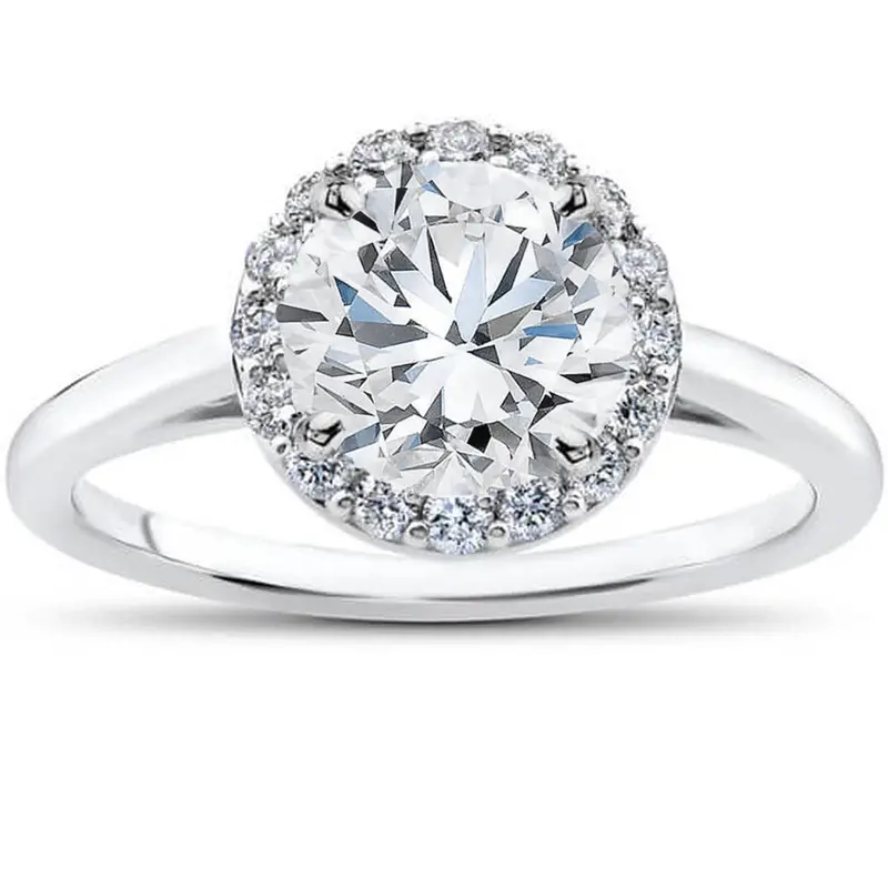 1 3/4 Ct Lab Grown Halo Diamond Madelyn Halo Engagement Ring 14K Size Selectable 1