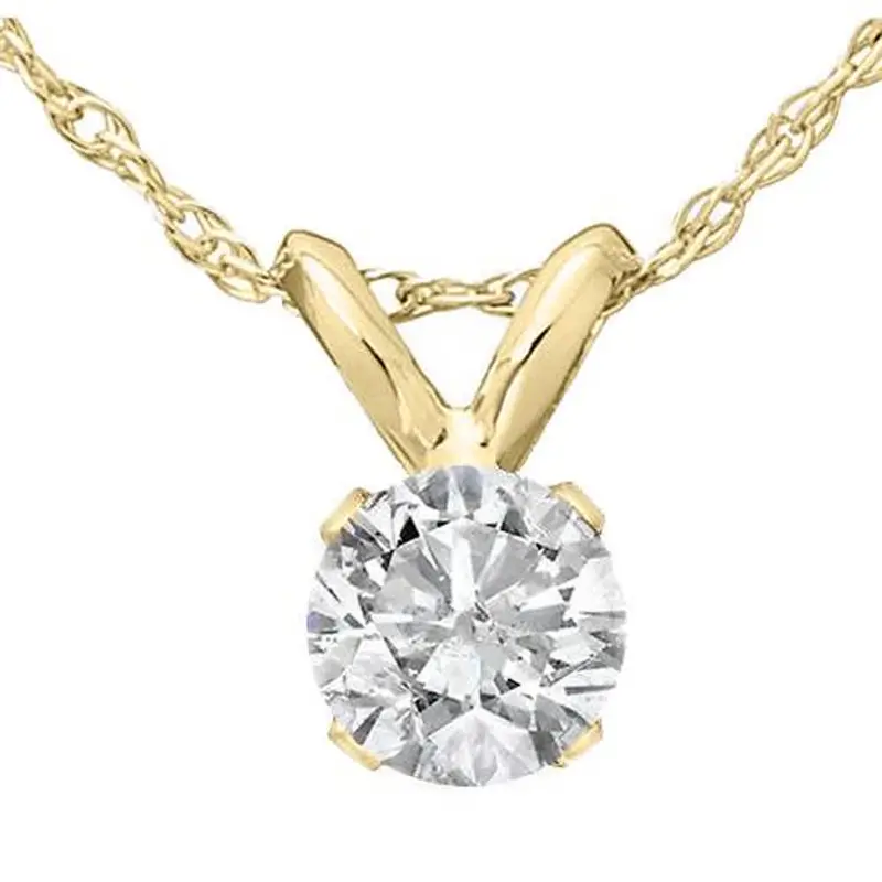 1/3 Ct Diamond Solitaire Pendant Necklace In 14K White Or Yellow Gold Lab Grown 1