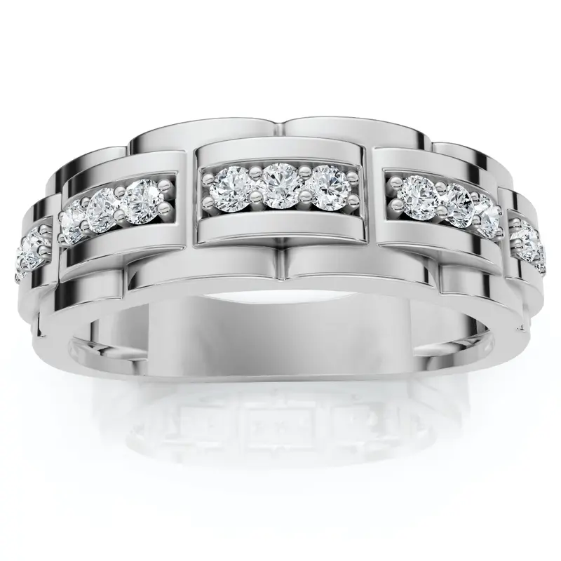 1/3 Ct Mens Lab Grown Diamond Wedding Ring White Gold Anniversary Band 1