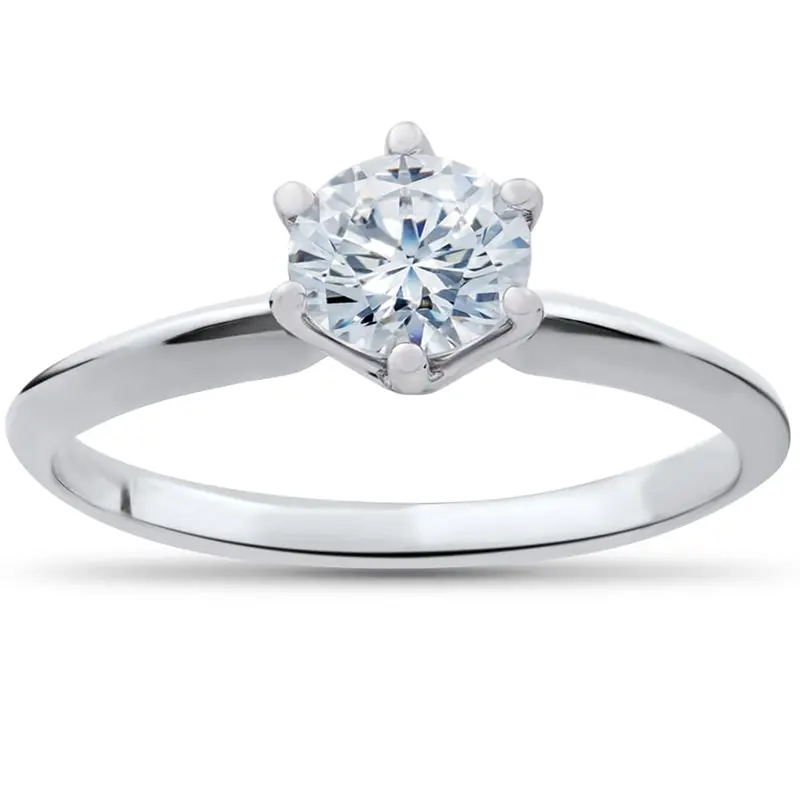 1/3 Ct Solitaire Diamond Engagement Ring 14K White Gold 1