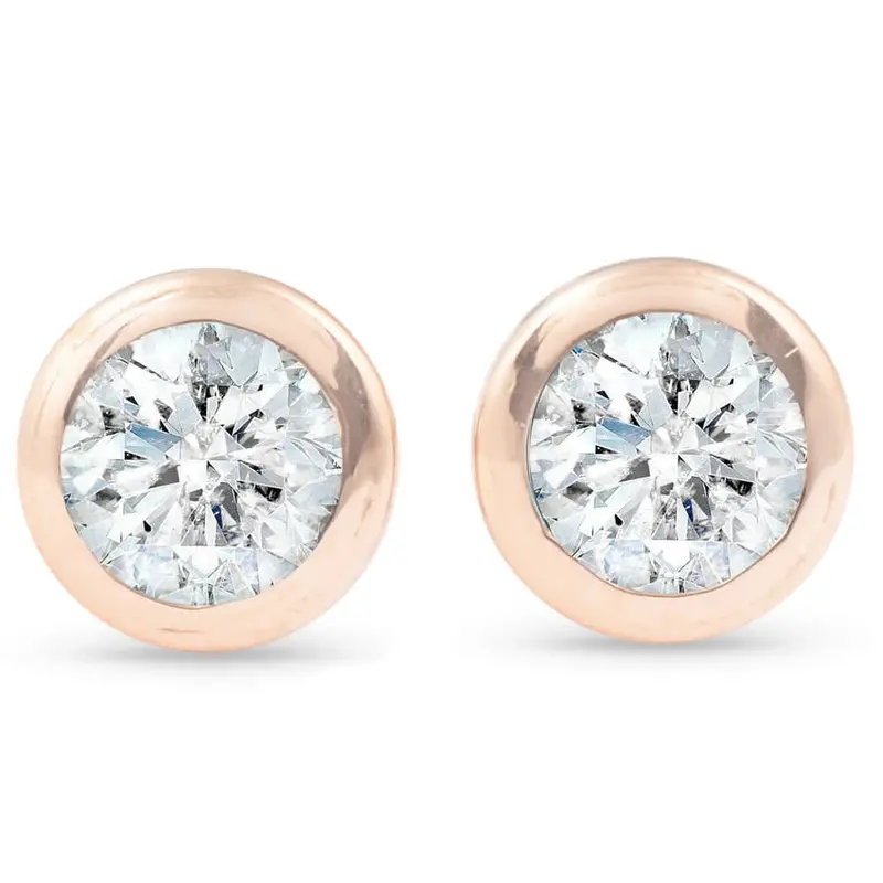 1/3 Ctw 14K Rose Gold Diamond Bezel Martini Stud Earrings 1