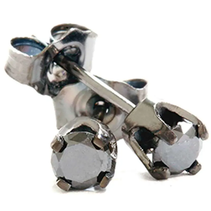 1/3Ct Black Diamond Studs 14K White Gold 1