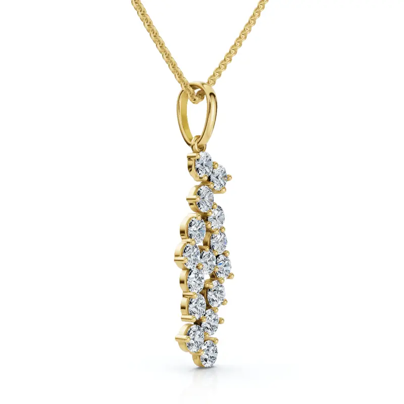 1/3Ct Cascading Diamond Pendant Necklace 14K Gold Lab Grown 1