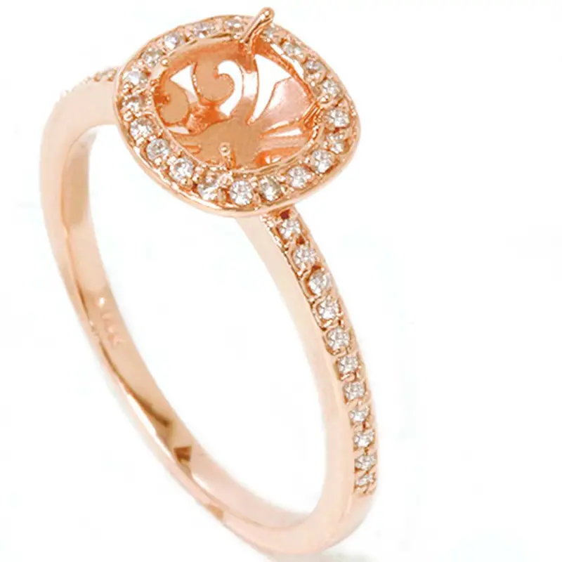 1/3Ct Diamond Engagement Halo Ring 14K Rose Gold Setting Size Selectable 1