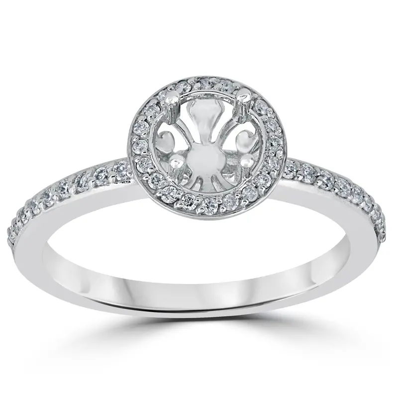 1/3Ct Diamond Engagement Ring Semi Mount 14K White Gold Size Selectable 1