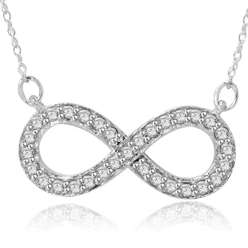 1/3Ct Diamond Infinity Symbol Pendant 14K White Gold 1