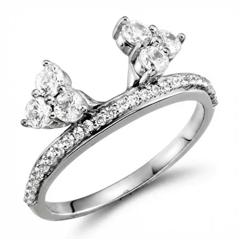 1/3Ct Diamond Ring Wrap Style Wedding Ring 14K White Gold Size Selectable 1