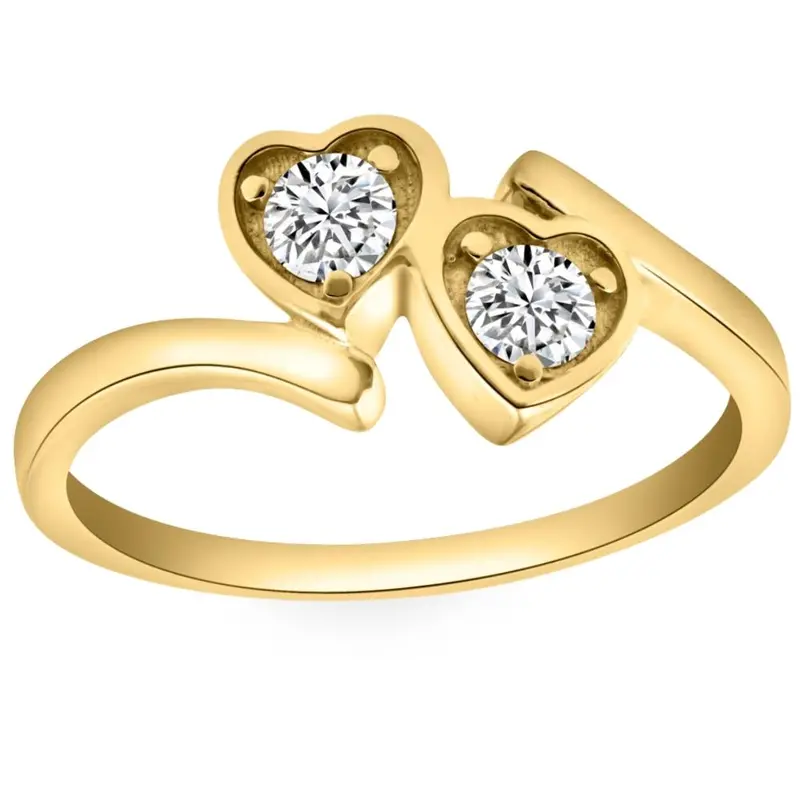 1/3Ct Diamond Two Stone Forever Us Heart Ring In White, Yellow, Or Rose Gold 1