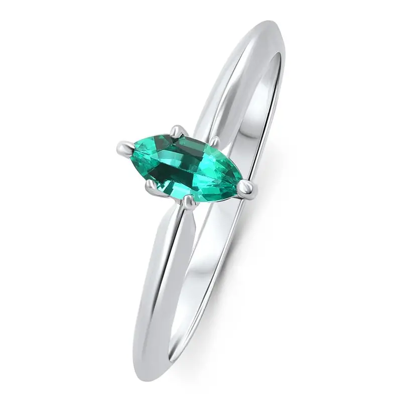 1/3Ct Emerald Marquise Solitaire Ring 10K Gold Lab Grown 1
