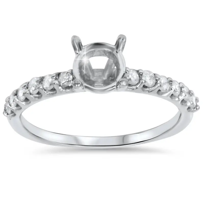 1/3Ct Half Eternity Diamond Ring 14K White Gold Size Selectable 1
