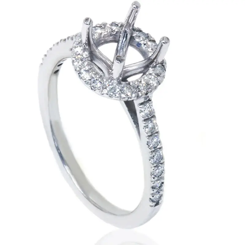1/3Ct Halo Diamond Ring Setting 14K White Gold Size Selectable 1