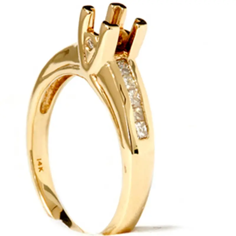 1/3Ct Princess Cut Diamond Semi Mount Ring 14K Gold Size Selectable 1