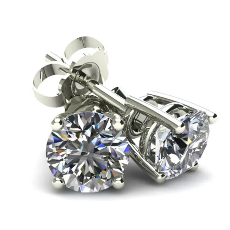 1/3Ct Round Brilliant Cut Natural Diamond Stud Earrings In 14K Gold Basket Setting 1