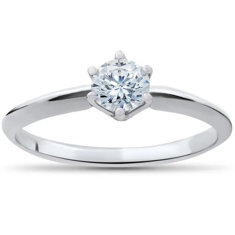 1/3Ct Round Diamond Solitaire Engagement Ring 14K White Gold Size 6 Size: 6 1