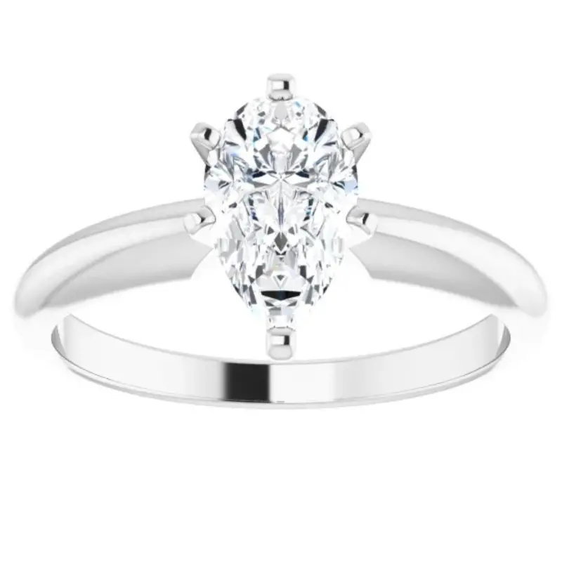 1/3Ct Solitaire Pear Shape Diamond Engagement Ring In 14K White Or Yellow Gold 1