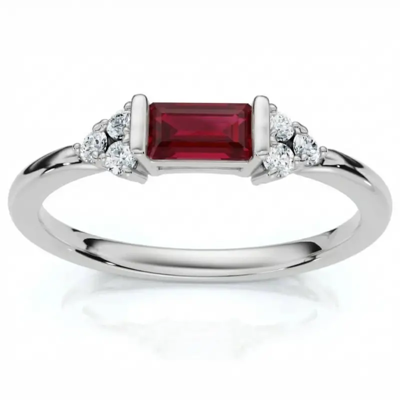 1/3Ct Thin Ruby Diamond Stackable Wedding Ring 14K Gold Lab Grown 1