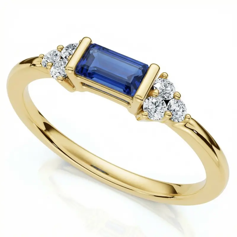 1/3Ct Thin Sapphire Diamond Stackable Wedding Ring 14K Gold Lab Grown 1