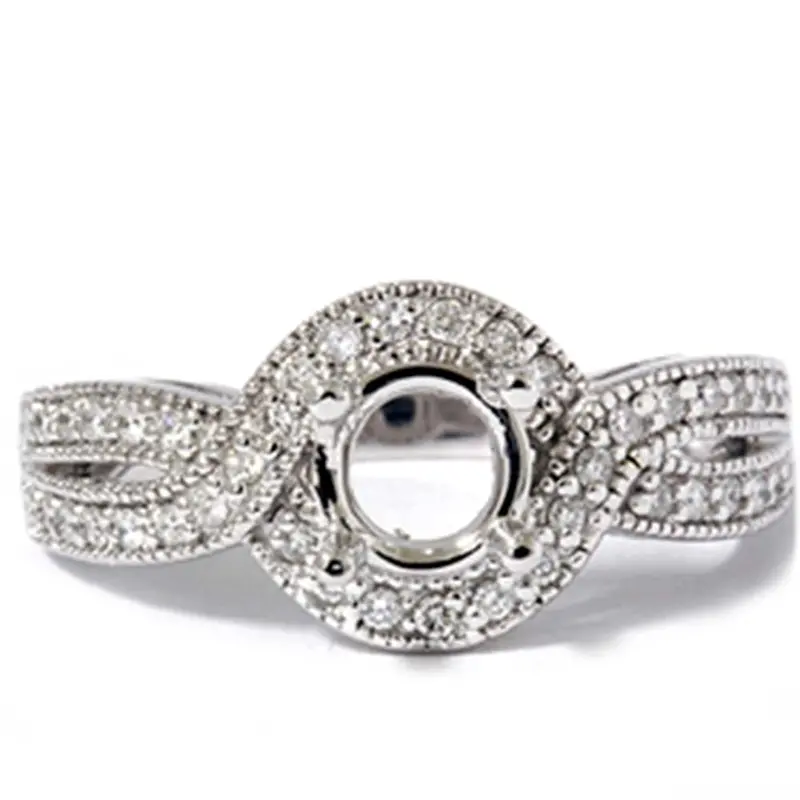 1/3Ct Vintage Diamond Semi Mount Engagement Ring Setting Size Selectable 1