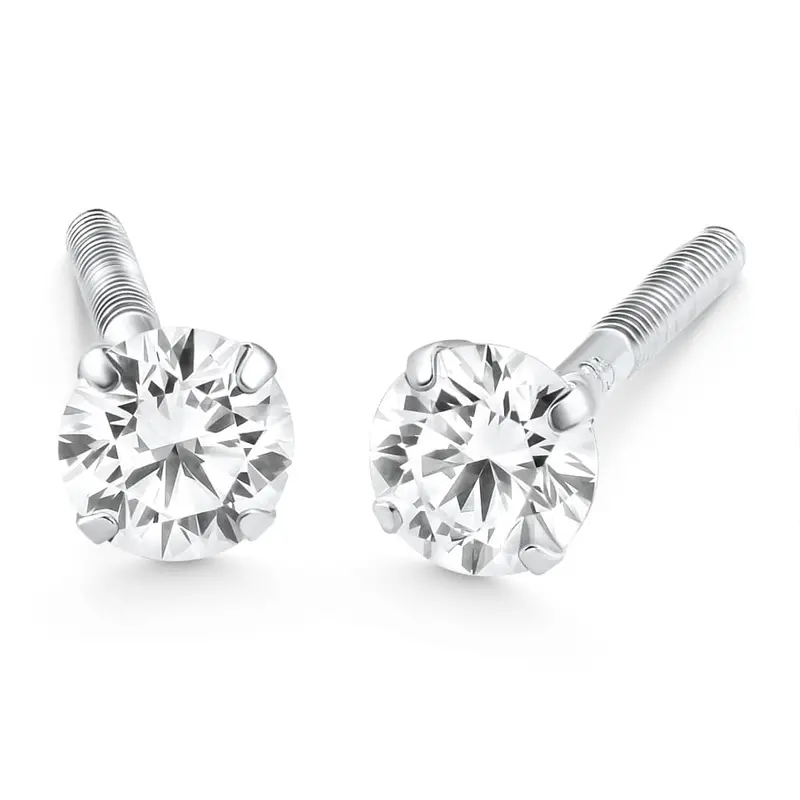 1/4 Ct Diamond Screw Back Studs 14K White Gold Lab Grown Eco Friendly 1