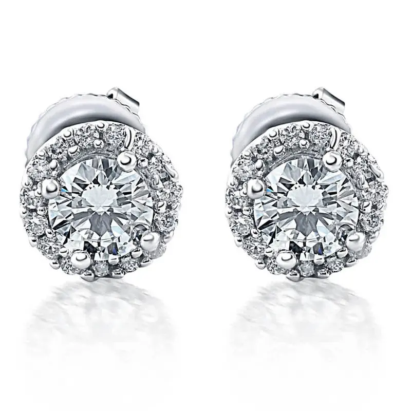 1/4 Ct Halo Diamond Studs 10K White Gold 1