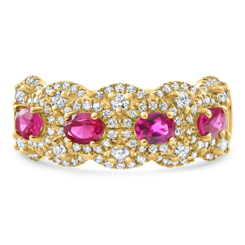 1.43Ct Ruby & Diamond Ring 10K Yellow Gold Lab Grown Size: 7 1