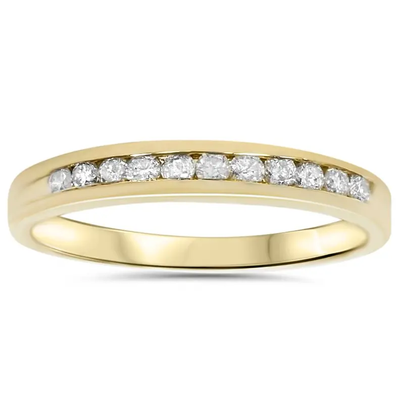 1/4Ct 14K Yellow Gold Diamond Wedding Guard Stack Ring Size Selectable 1
