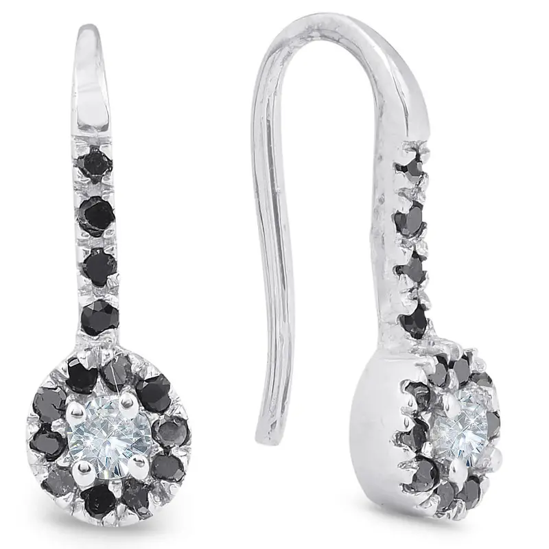 1/4Ct Black Diamond Dangle Drop Studs Earrings 10K White Gold 1