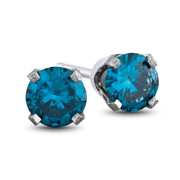 1/4Ct Blue Diamond Studs 14K White Gold 1