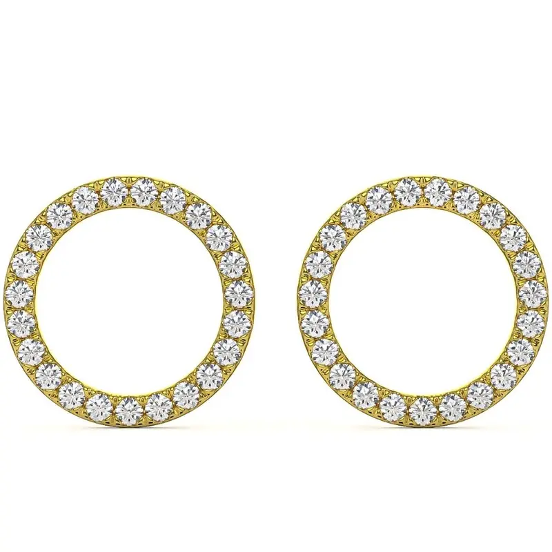 1/4Ct Circle Diamond Earrings In White, Yellow, Or Rose Gold Lab Grown 1