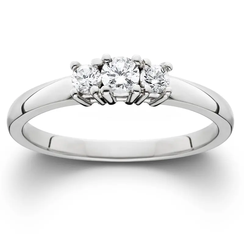 1/4Ct Diamond 3-Stone Engagement Ring Three Stone Anniversary White Gold 7 7 1