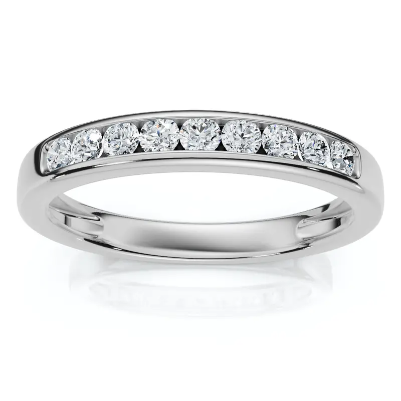 1/4Ct Diamond Channel Set Wedding Stackable Band 14K Gold Or Platinum Lab Grown 1