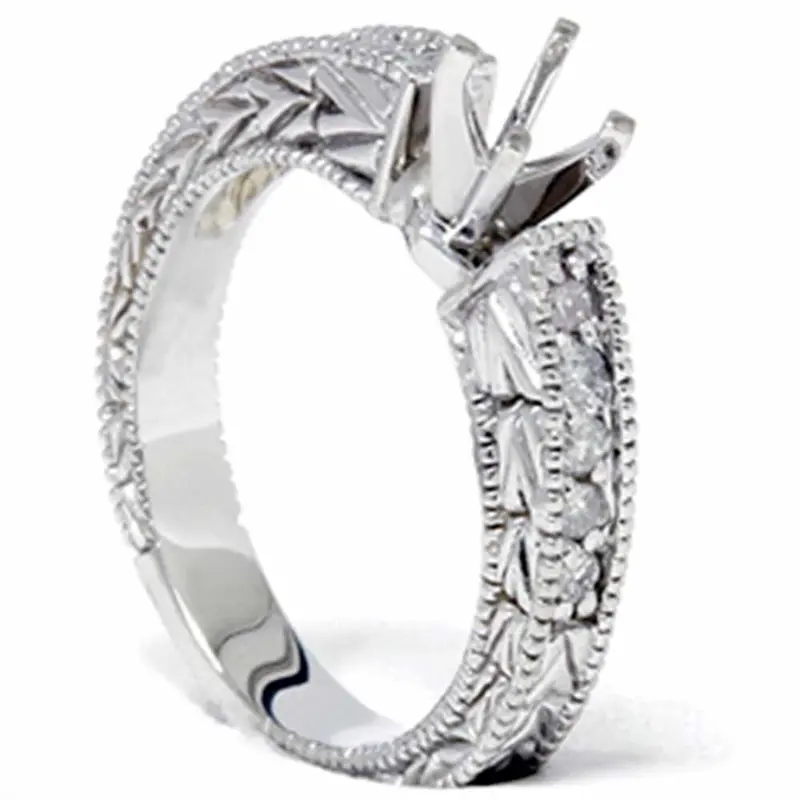 1/4Ct Diamond Engagement Antique Like Ring Setting 14K Size Selectable 1
