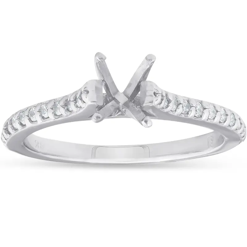1/4Ct Diamond Engagement Ring Setting 14K White Gold Size Selectable 1