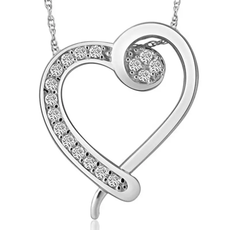 1/4Ct Diamond Heart Pendant Necklace In 10K White, Yellow, Or Rose Gold 1