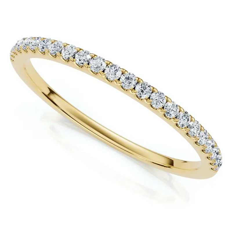 1/4Ct Diamond Wedding Ring Prong Set Stackable Anniversary Band Gold Lab Grown 1