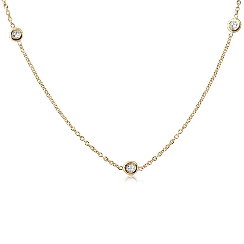 1/4Ct Diamonds By The Yard 18" 14K Yellow Gold Women's Necklace 1