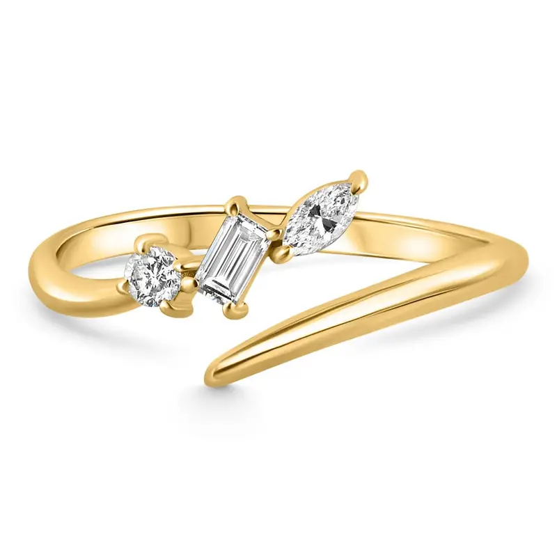 1/4Ct Fancy Multi Shape Diamond Ring Stackable Band 14K Gold Lab Grown 1