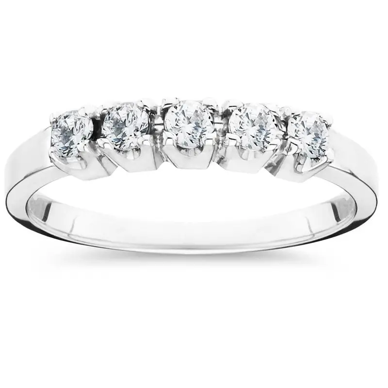 1/4Ct Five Stone Lab Grown Diamond Stackable Wedding Ring 10K White Gold 1