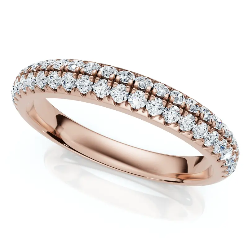 1/4Ct Micro Pave Diamond Wedding Ring 1/2 Eternity Band 14K Gold Lab Grown 1