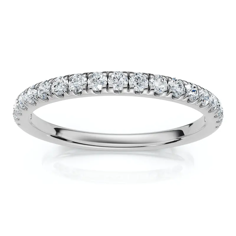 1/4Ct Pave Diamond Wedding Ring 14K Gold Or Platinum Anniversary Band Lab Grown 1