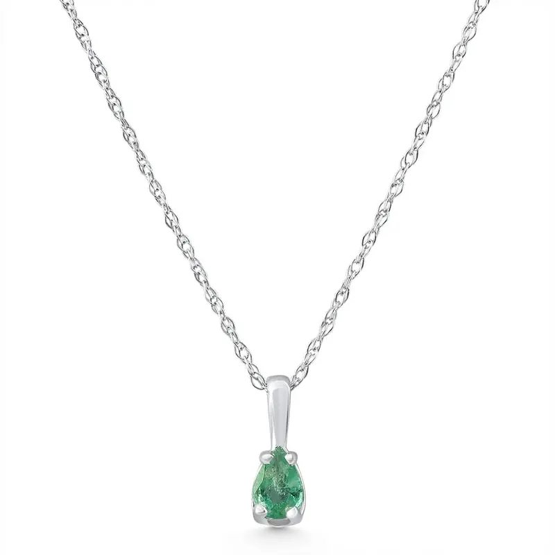 1/4Ct Pear Shape Emerald Cut Pendant 10K White Gold 1