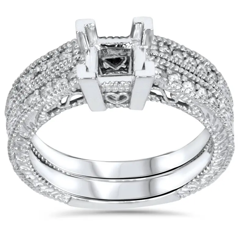 1/4Ct Princess Cut Diamond Engagement Ring Setting 14K Size Selectable 1