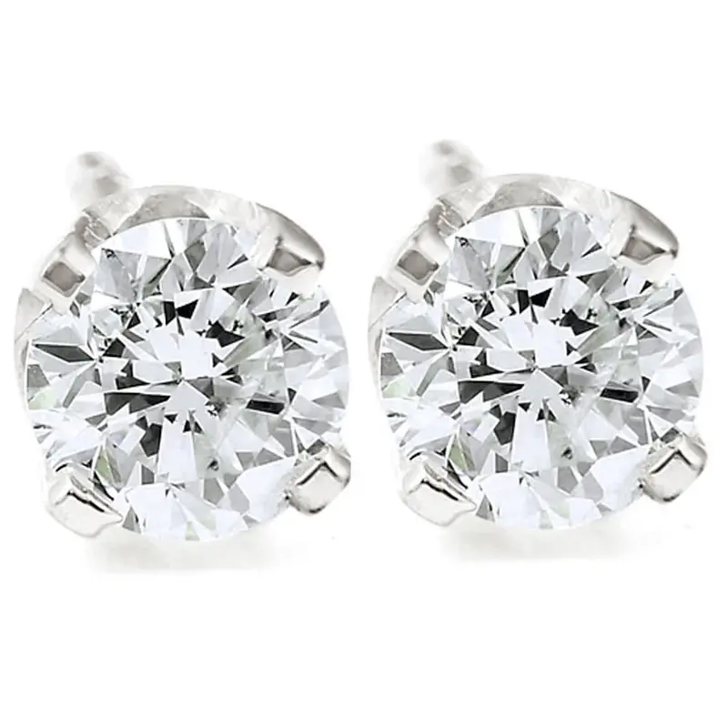 1/4Ct Round Diamond Studs Earrings 14K White Gold 1